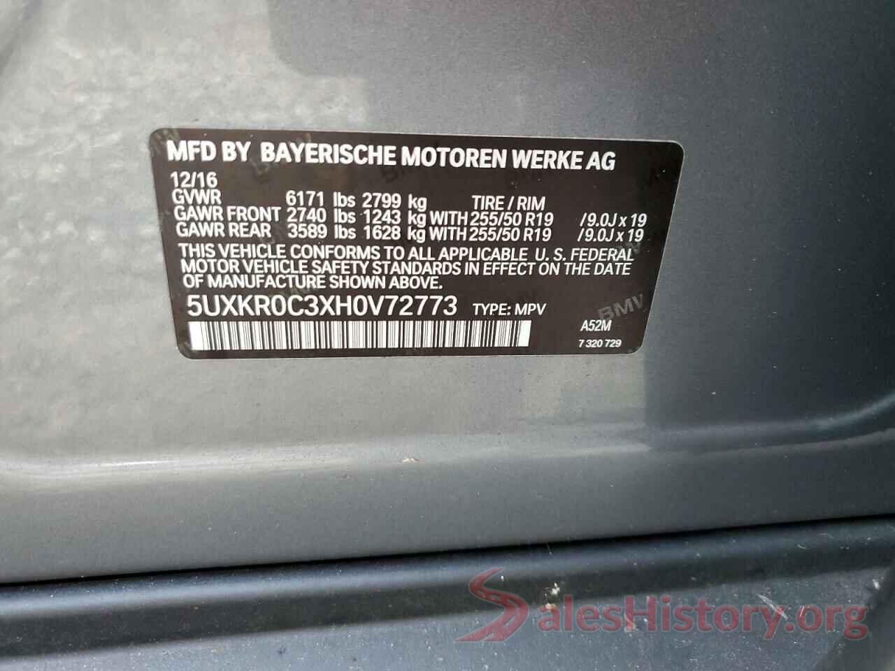 5UXKR0C3XH0V72773 2017 BMW X5