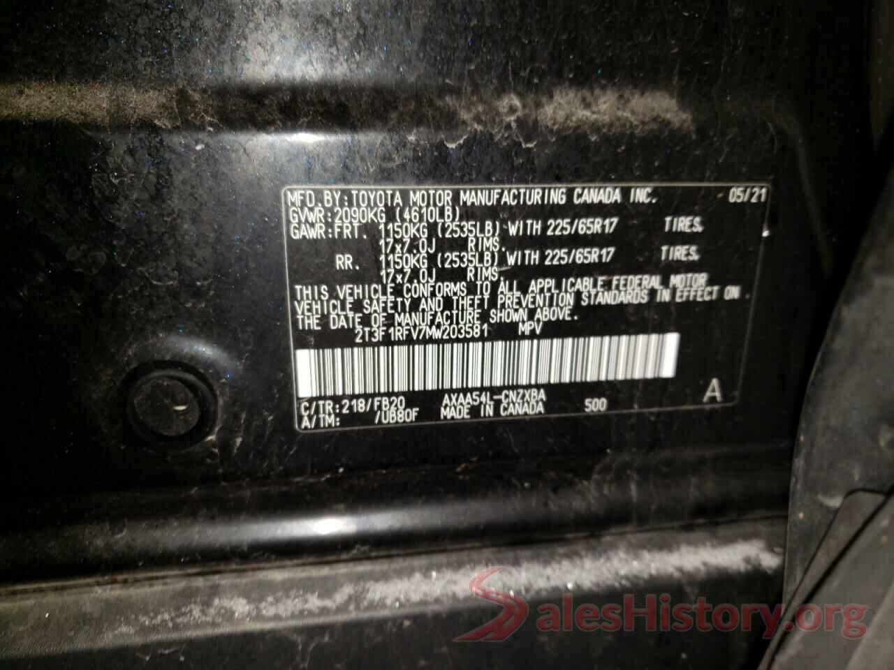 2T3F1RFV7MW203581 2021 TOYOTA RAV4