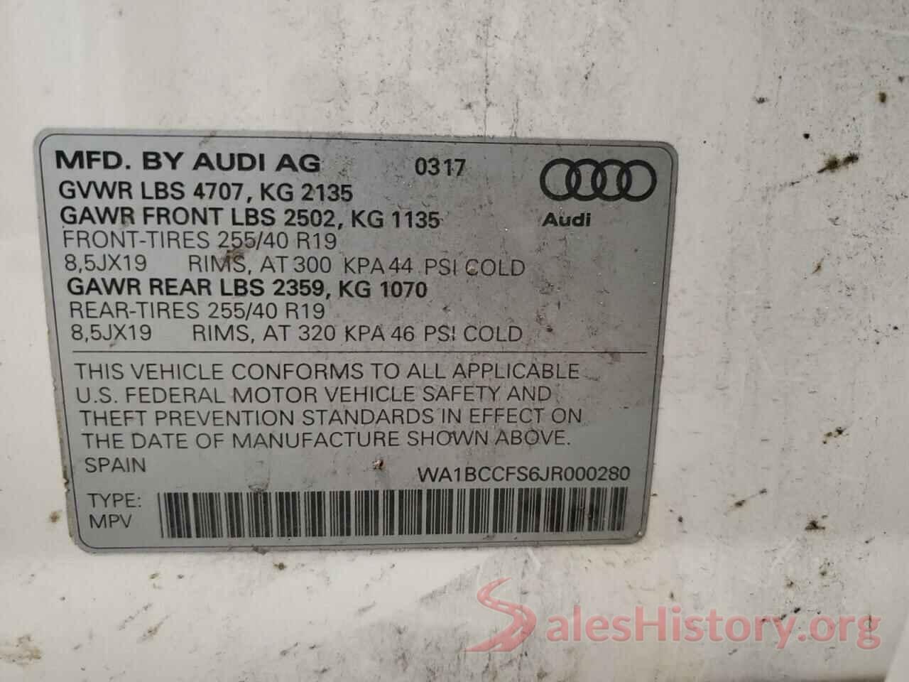 WA1BCCFS6JR000280 2018 AUDI Q3