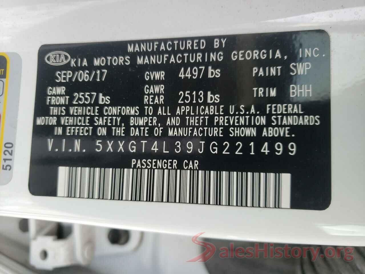 5XXGT4L39JG221499 2018 KIA OPTIMA