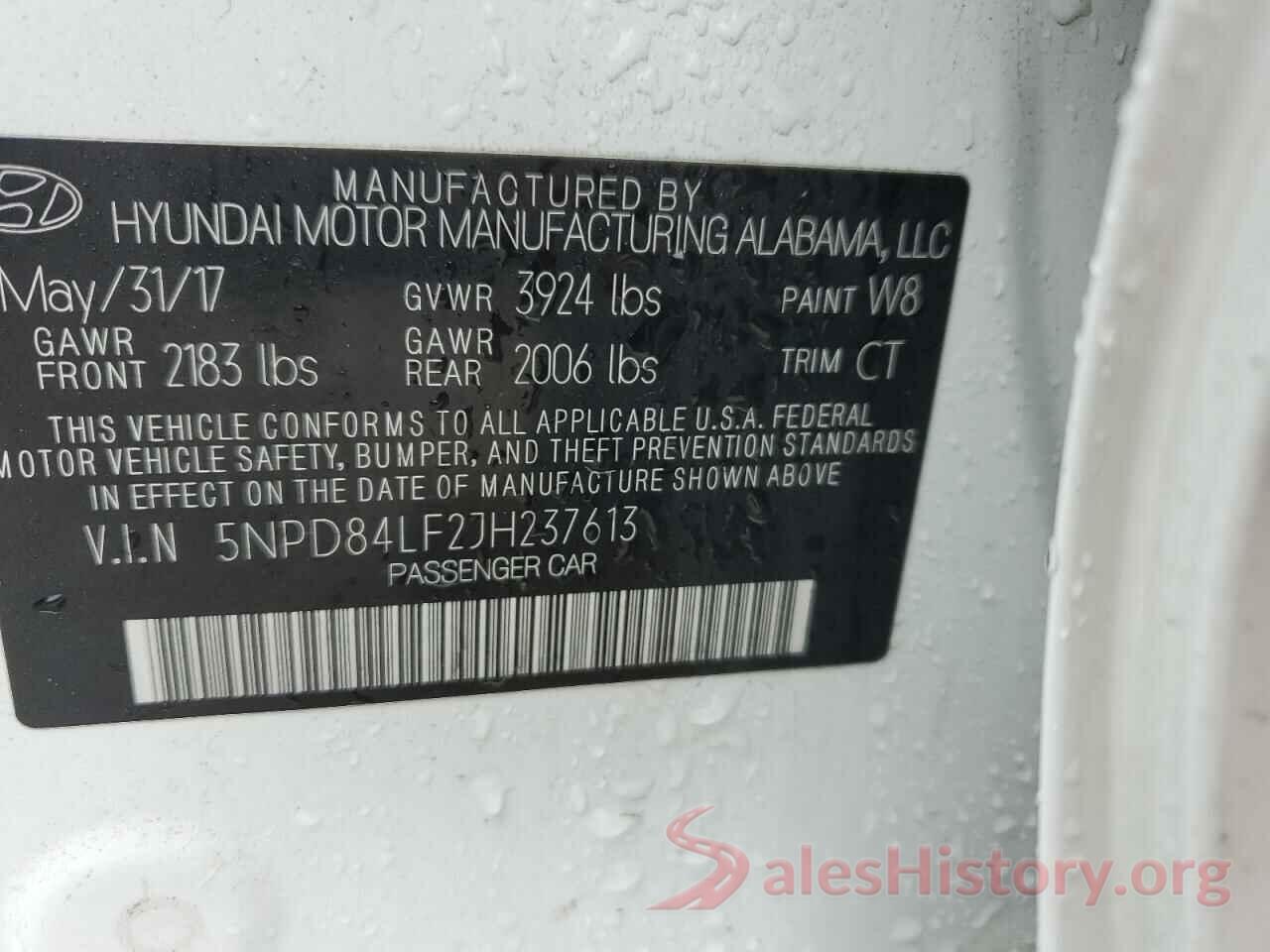 5NPD84LF2JH237613 2018 HYUNDAI ELANTRA