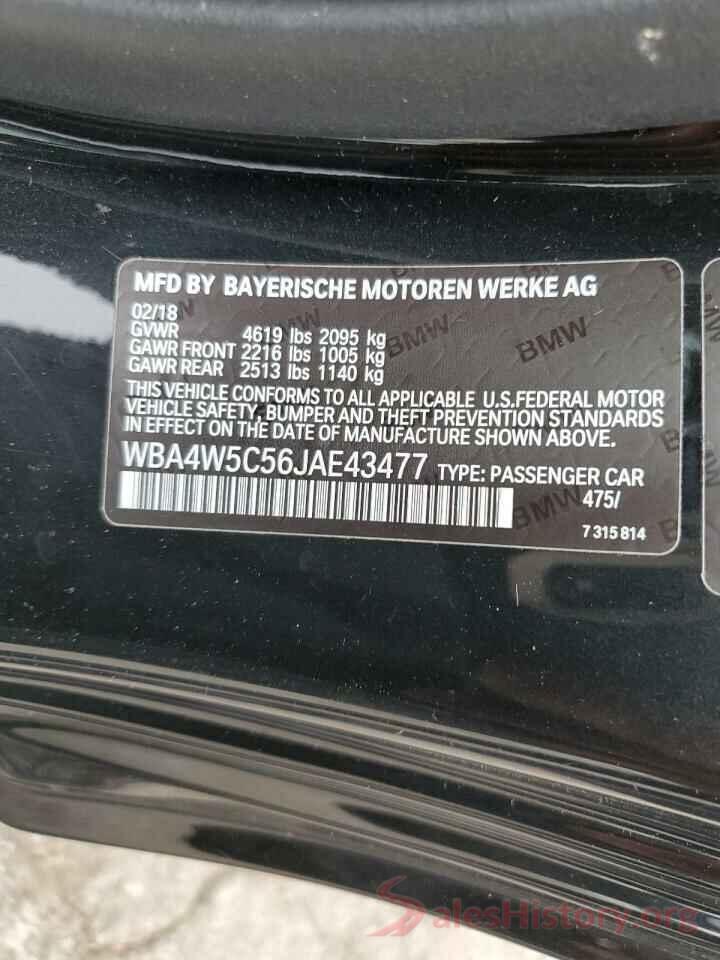 WBA4W5C56JAE43477 2018 BMW 4 SERIES