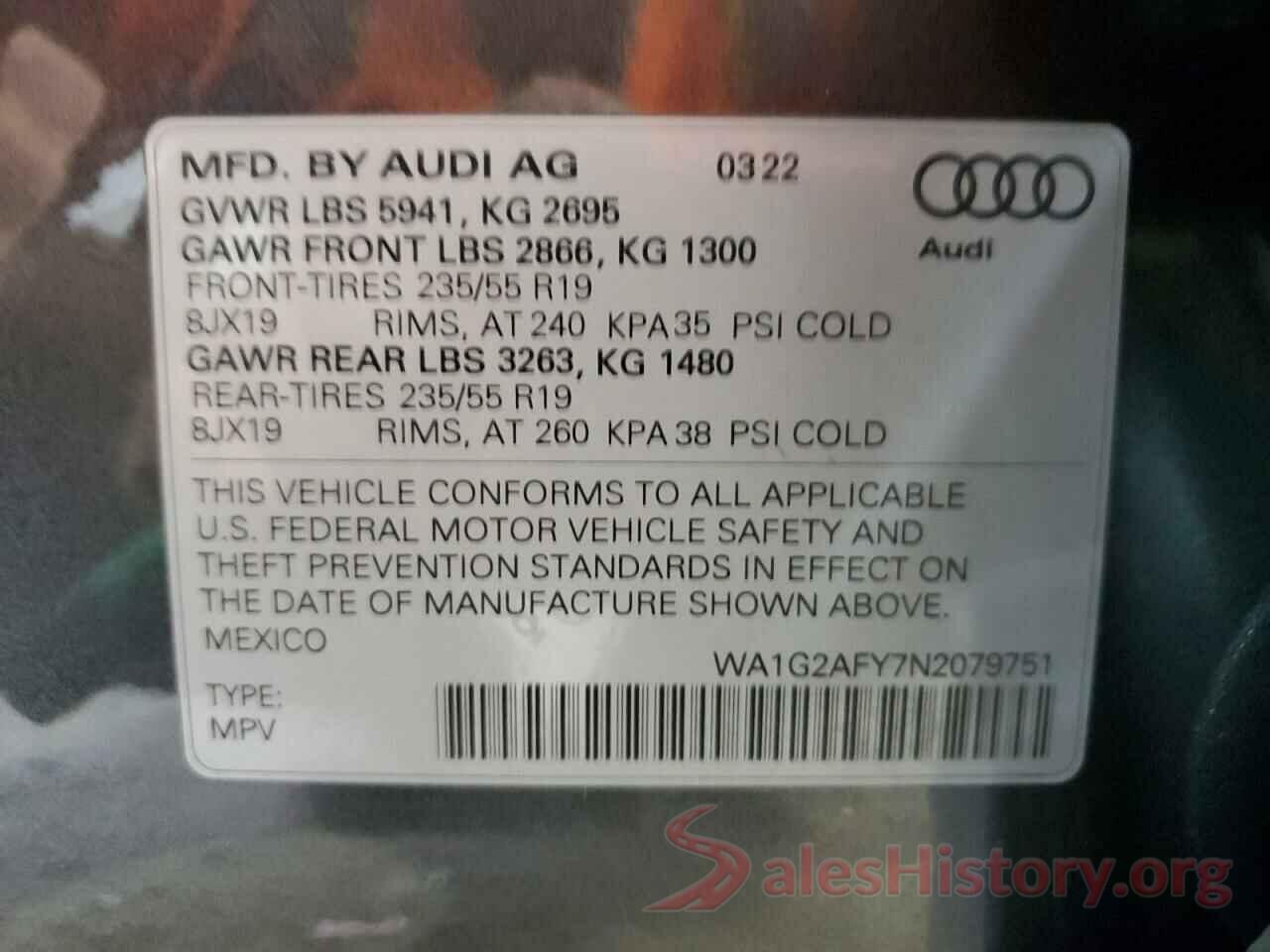 WA1G2AFY7N2079751 2022 AUDI Q5