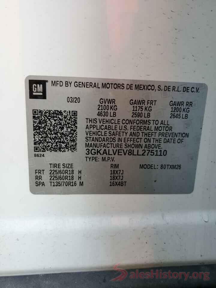 3GKALVEV8LL275110 2020 GMC TERRAIN