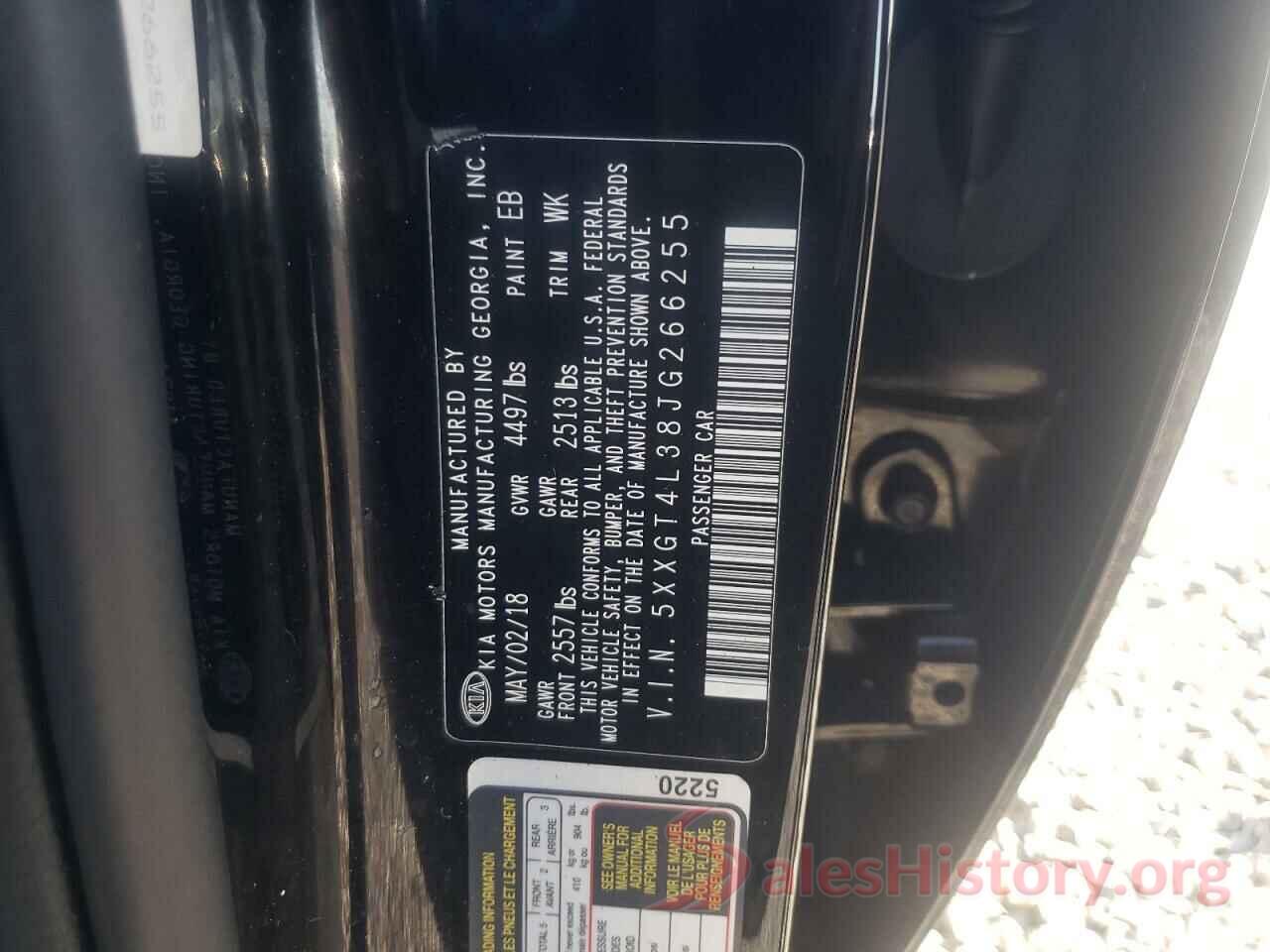 5XXGT4L38JG266255 2018 KIA OPTIMA