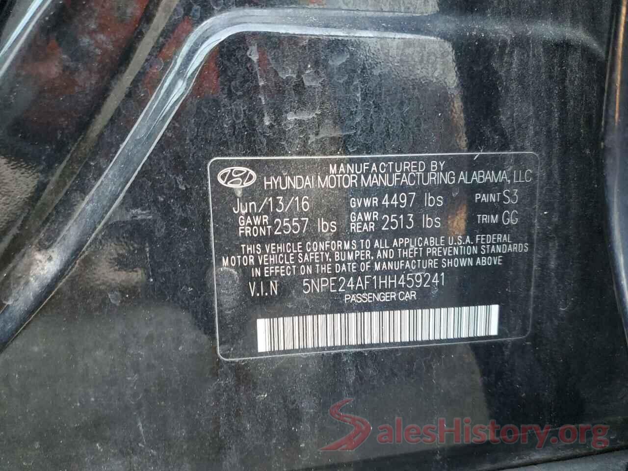 5NPE24AF1HH459241 2017 HYUNDAI SONATA