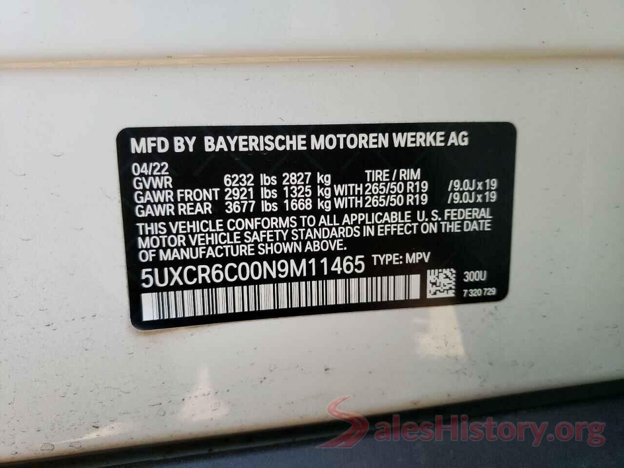 5UXCR6C00N9M11465 2022 BMW X5