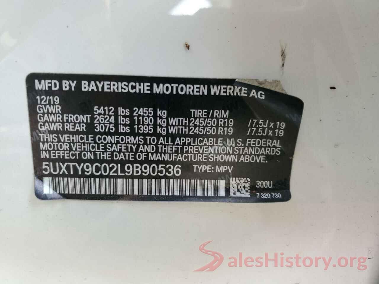 5UXTY9C02L9B90536 2020 BMW X3