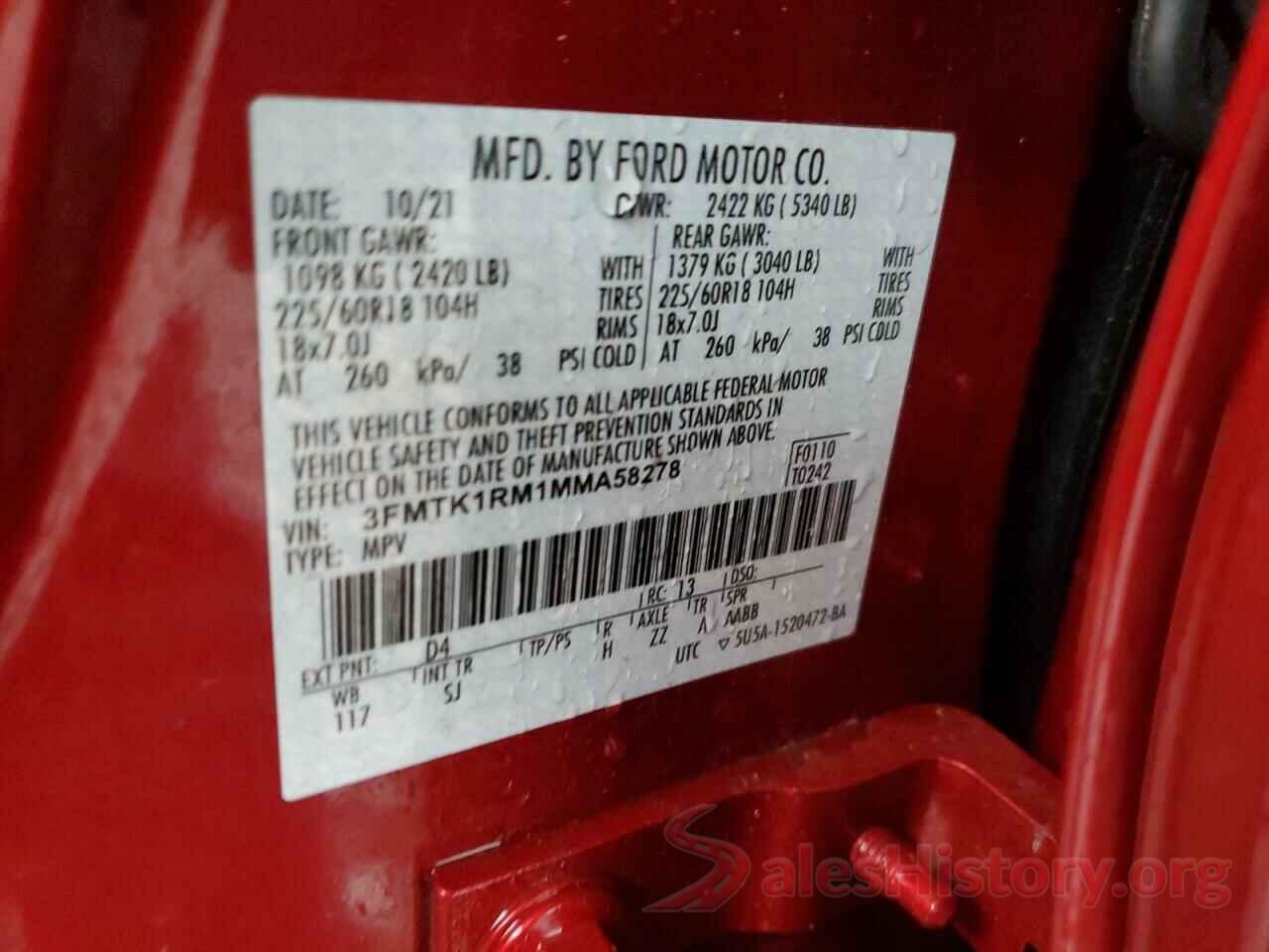 3FMTK1RM1MMA58278 2021 FORD MUSTANG