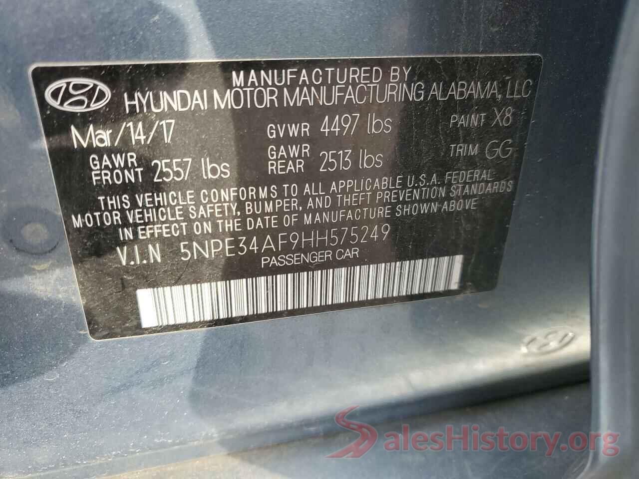 5NPE34AF9HH575249 2017 HYUNDAI SONATA