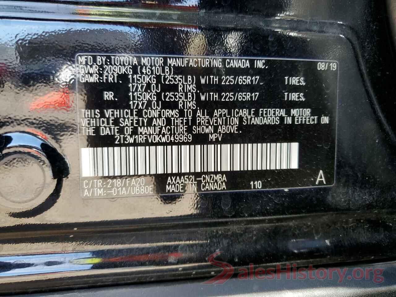 2T3W1RFV0KW049969 2019 TOYOTA RAV4