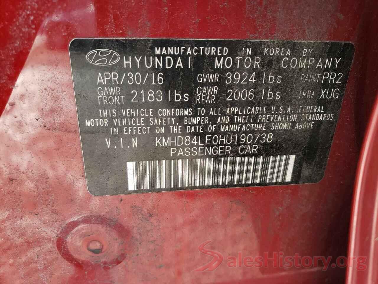 KMHD84LF0HU190738 2017 HYUNDAI ELANTRA