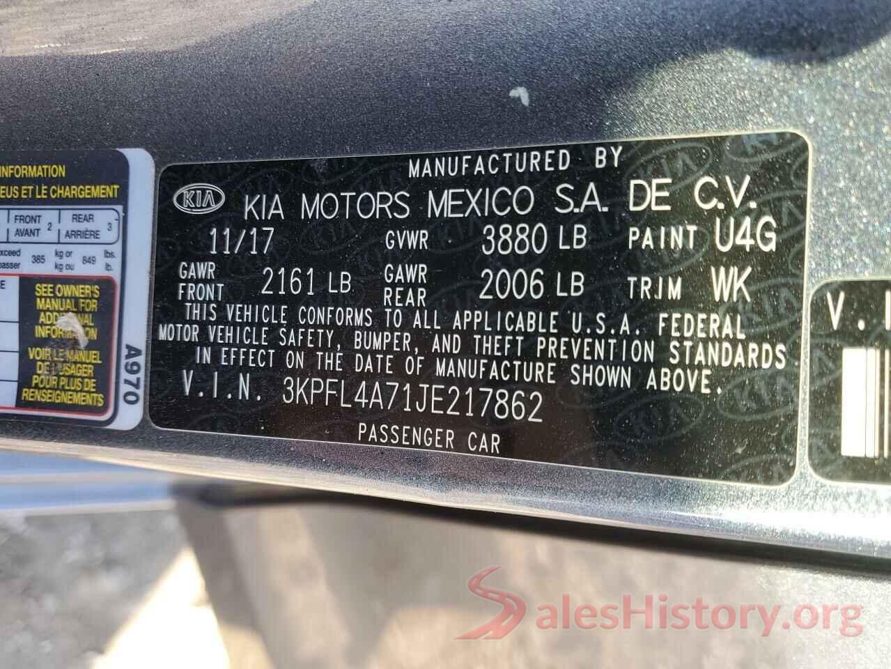 3KPFL4A71JE217862 2018 KIA FORTE