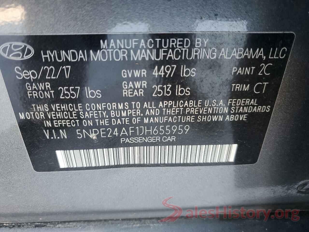 5NPE24AF1JH655959 2018 HYUNDAI SONATA