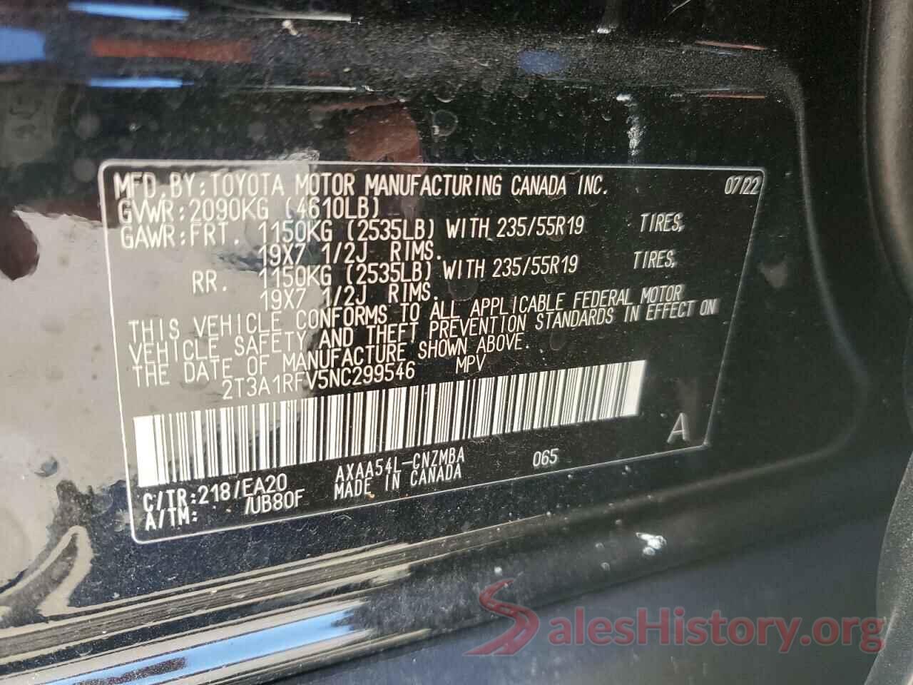 2T3A1RFV5NC299546 2022 TOYOTA RAV4