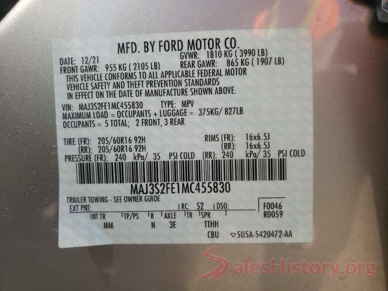 MAJ3S2FE1MC455830 2021 FORD ECOSPORT