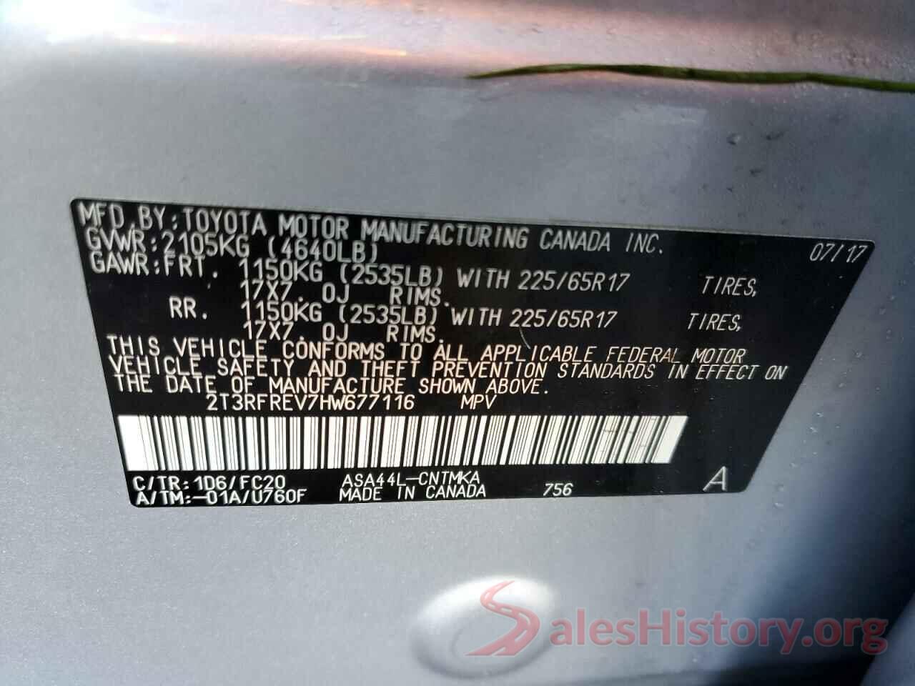 2T3RFREV7HW677116 2017 TOYOTA RAV4