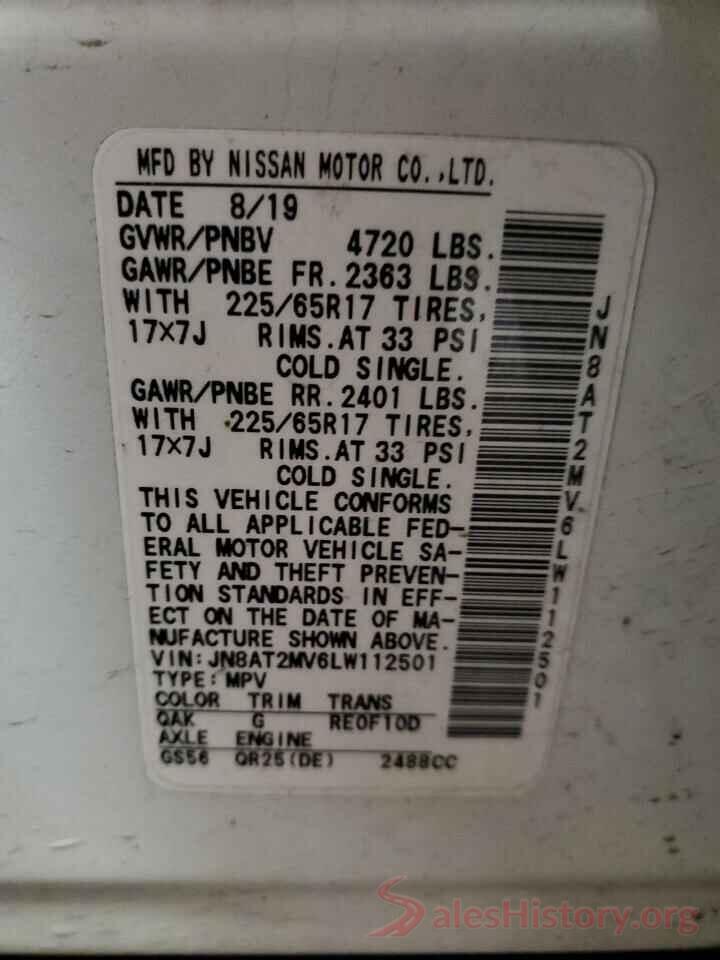 JN8AT2MV6LW112501 2020 NISSAN ROGUE