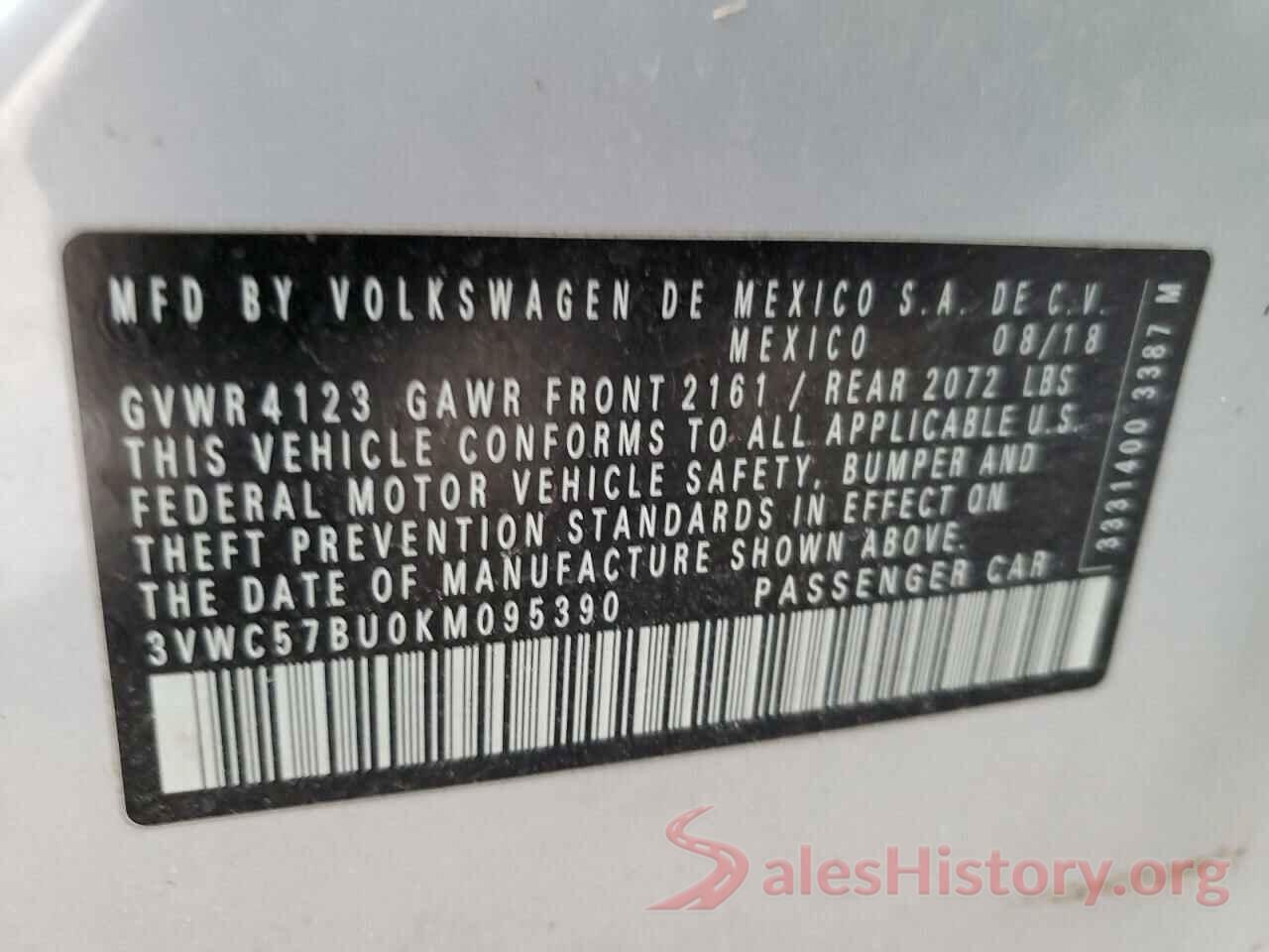 3VWC57BU0KM095390 2019 VOLKSWAGEN JETTA