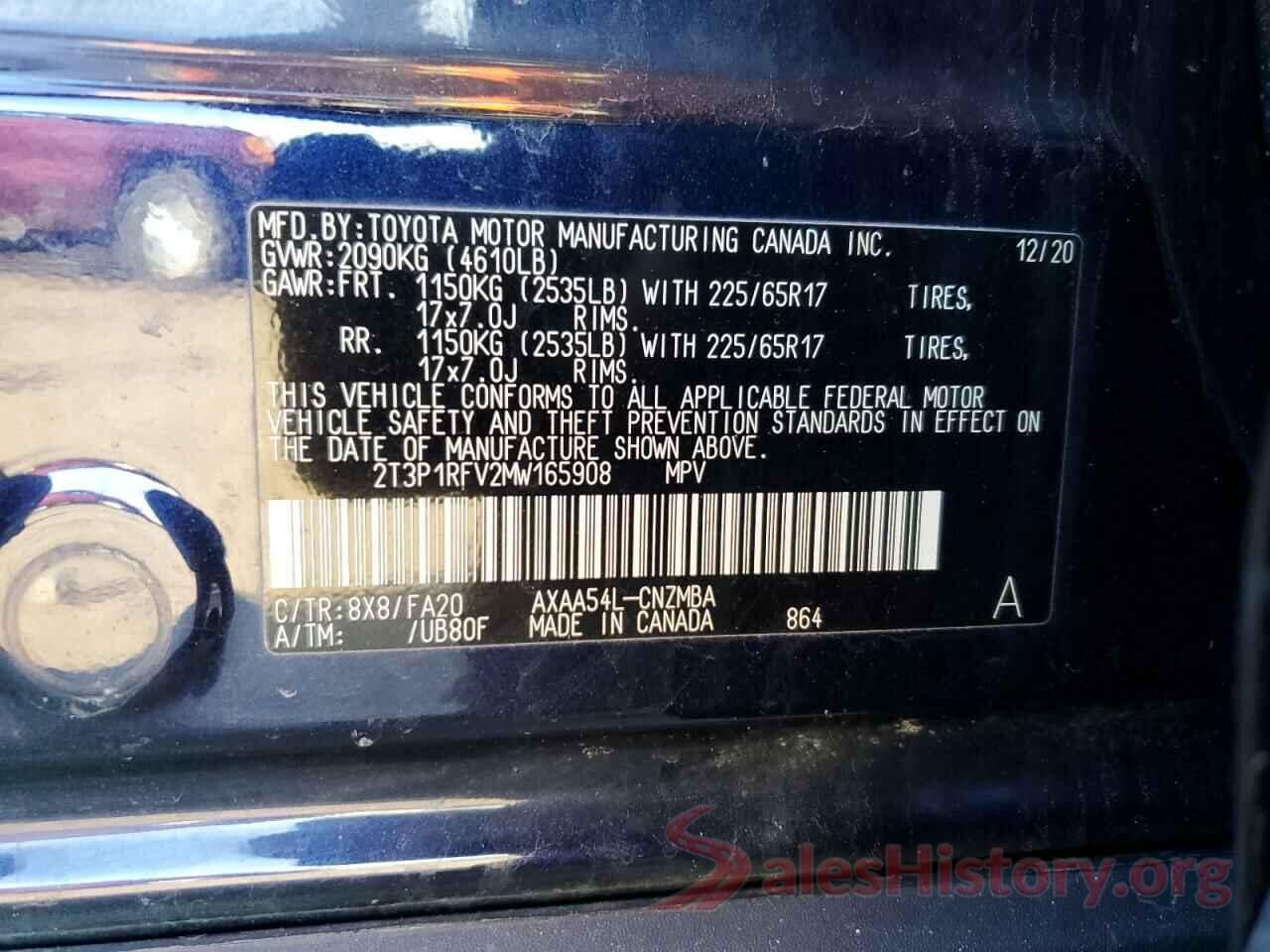 2T3P1RFV2MW165908 2021 TOYOTA RAV4