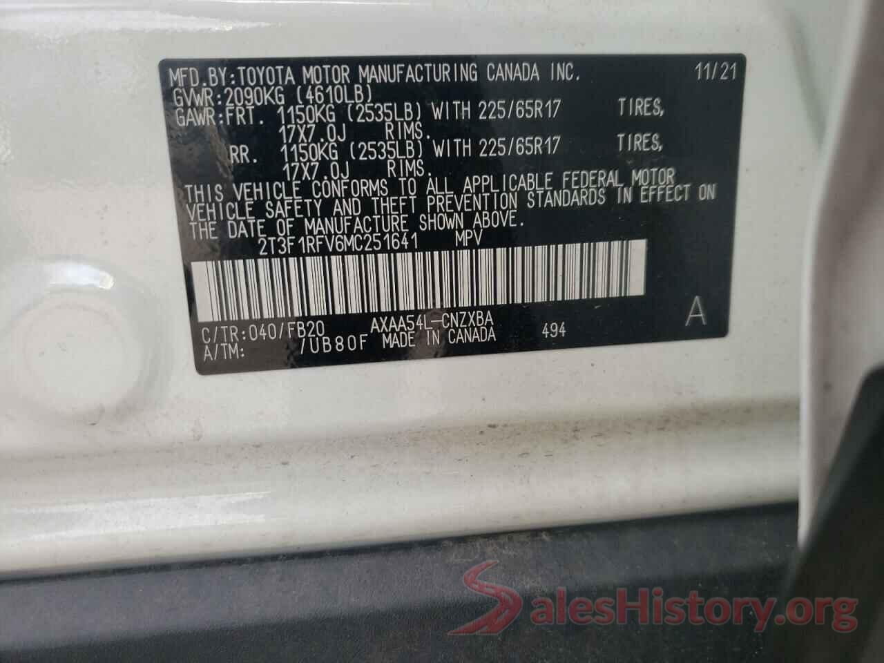 2T3F1RFV6MC251641 2021 TOYOTA RAV4