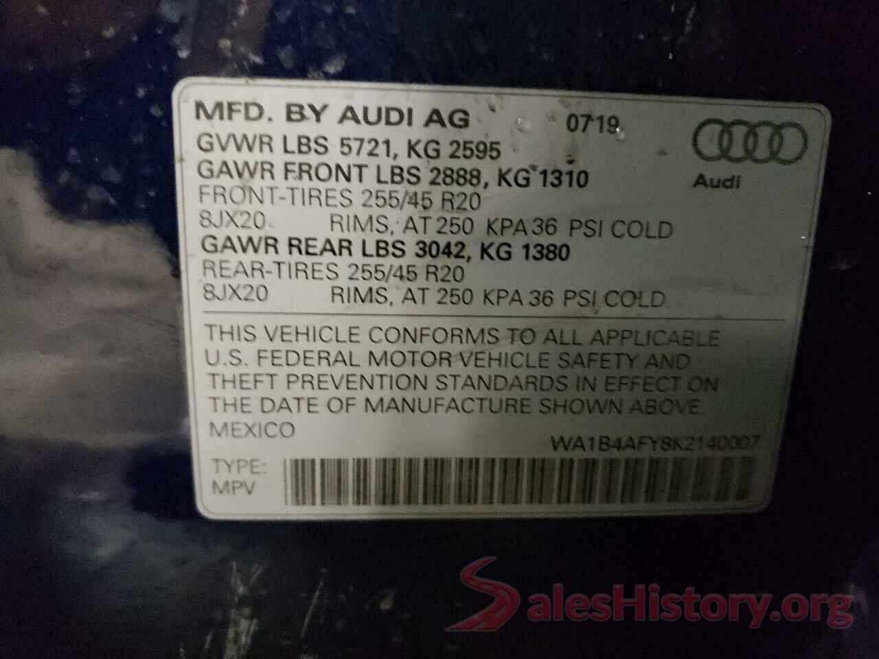 WA1B4AFY8K2140007 2019 AUDI SQ5