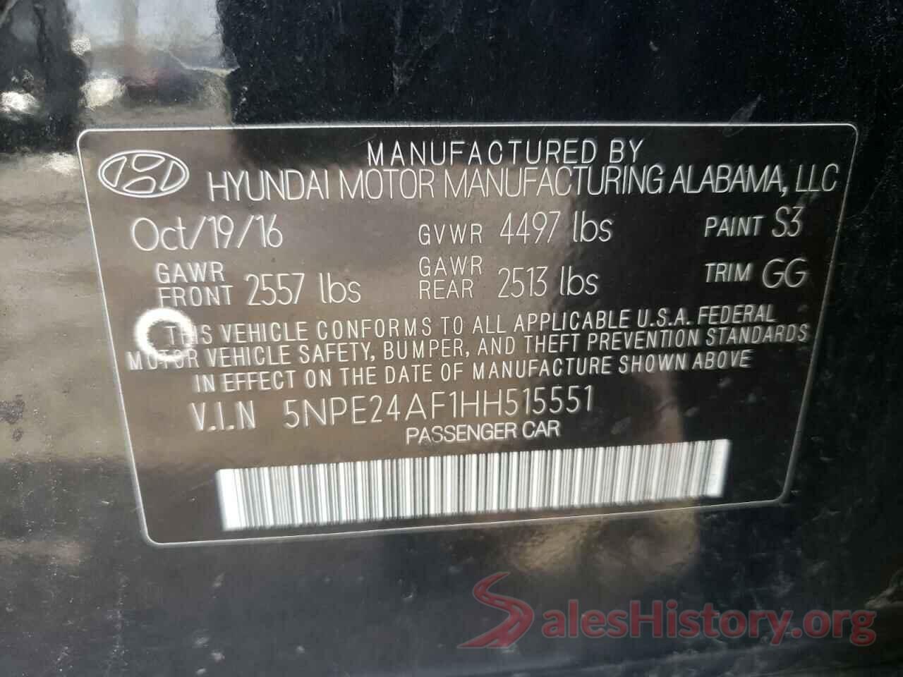 5NPE24AF1HH515551 2017 HYUNDAI SONATA