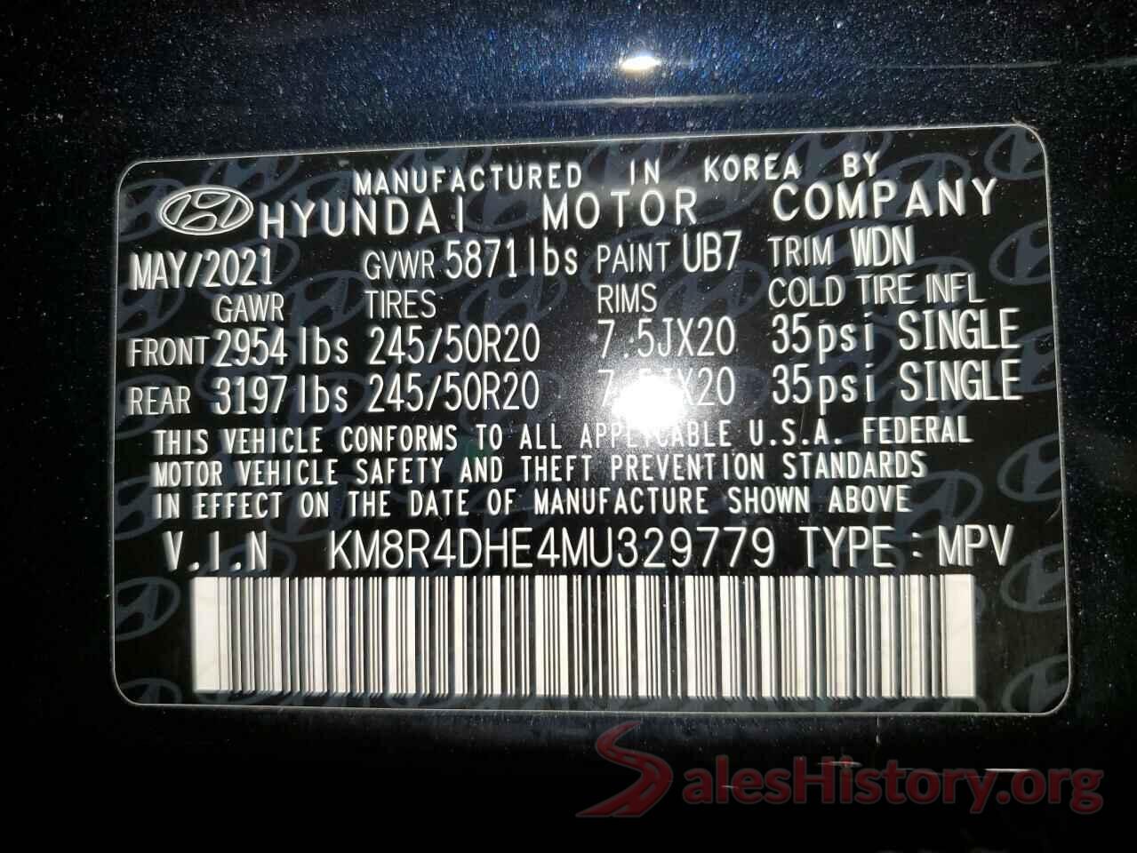 KM8R4DHE4MU329779 2021 HYUNDAI PALISADE