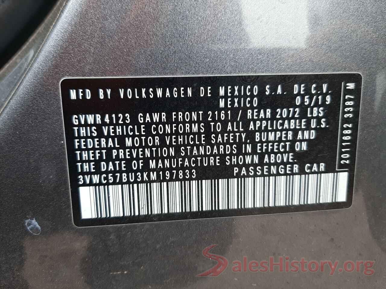 3VWC57BU3KM197833 2019 VOLKSWAGEN JETTA