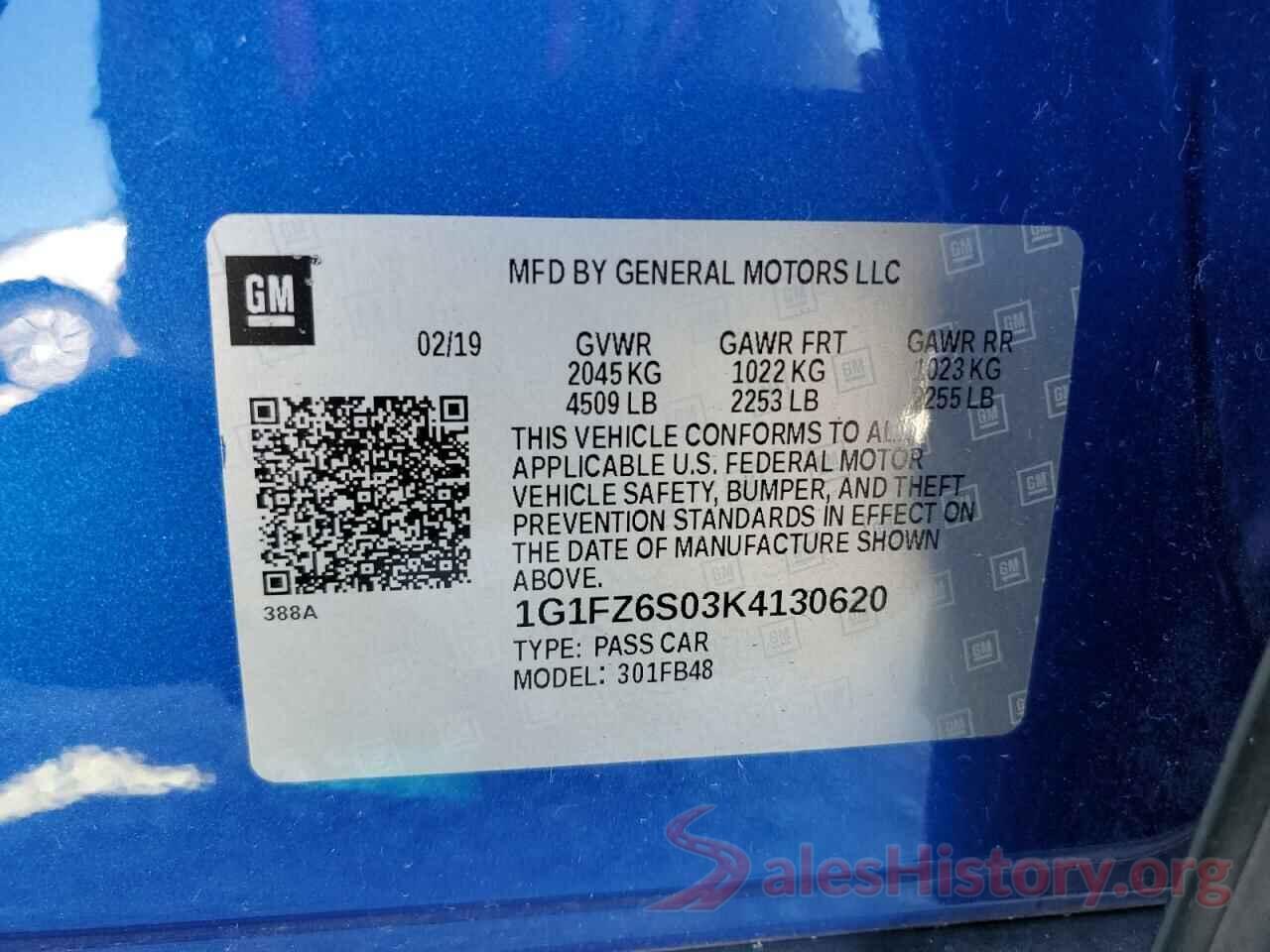 1G1FZ6S03K4130620 2019 CHEVROLET BOLT