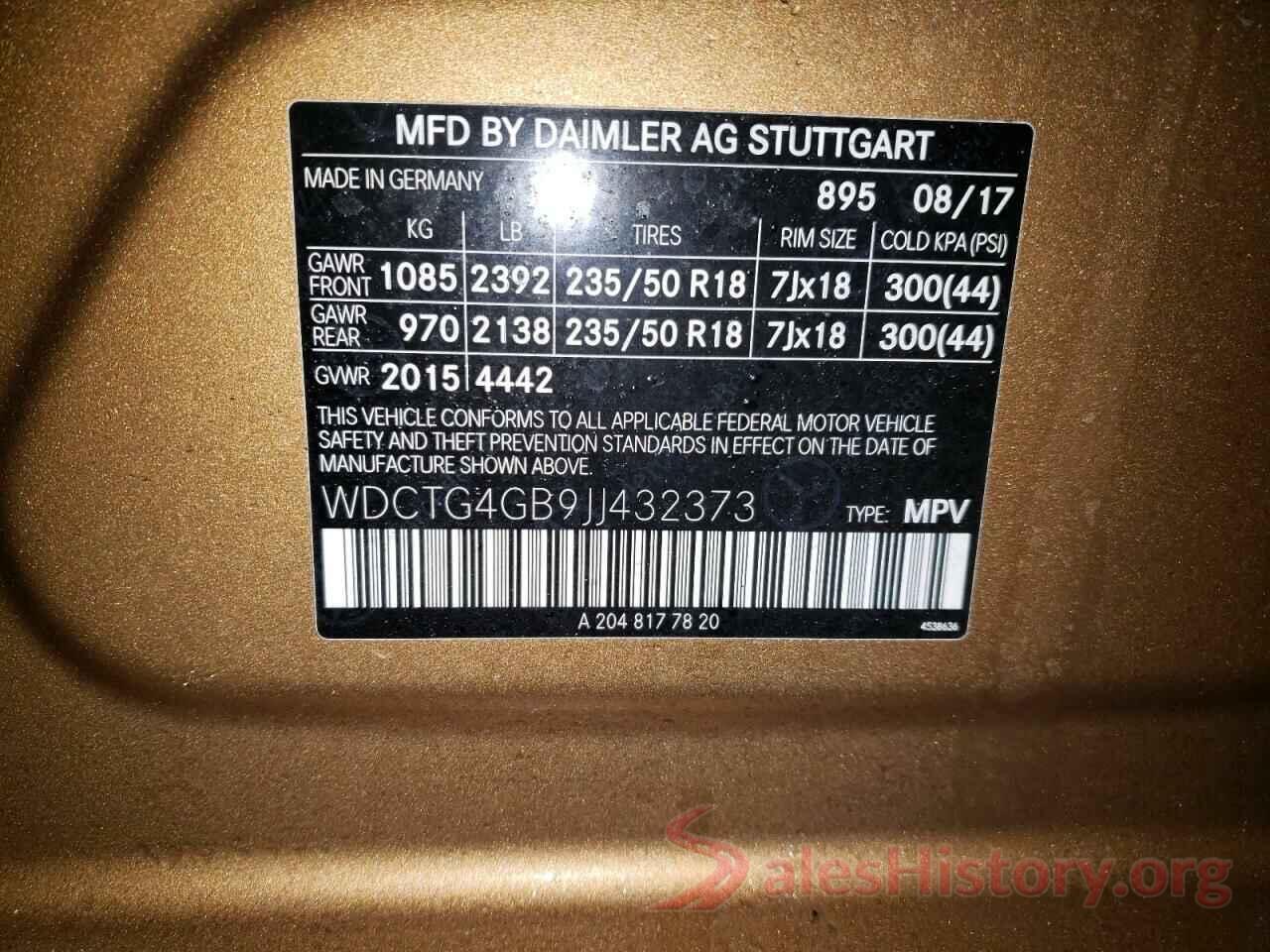 WDCTG4GB9JJ432373 2018 MERCEDES-BENZ GLA-CLASS