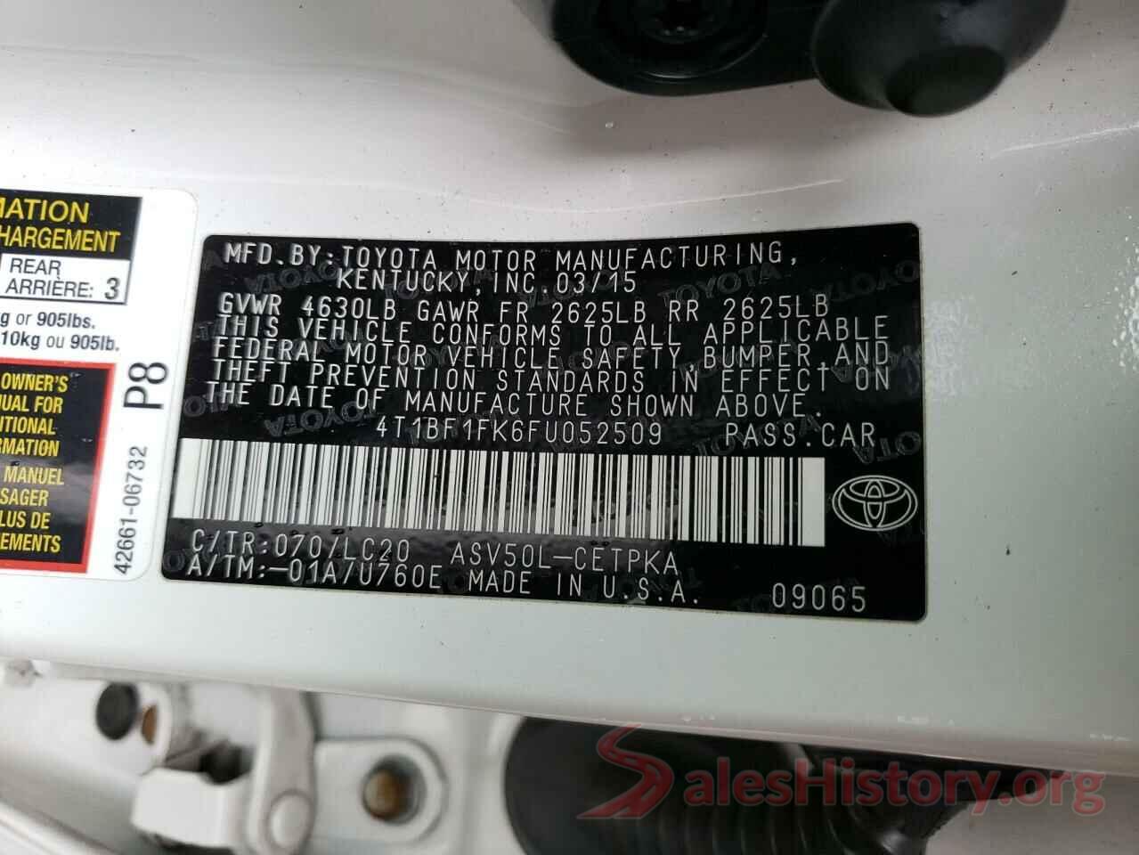 4T1BF1FK6FU052509 2015 TOYOTA CAMRY