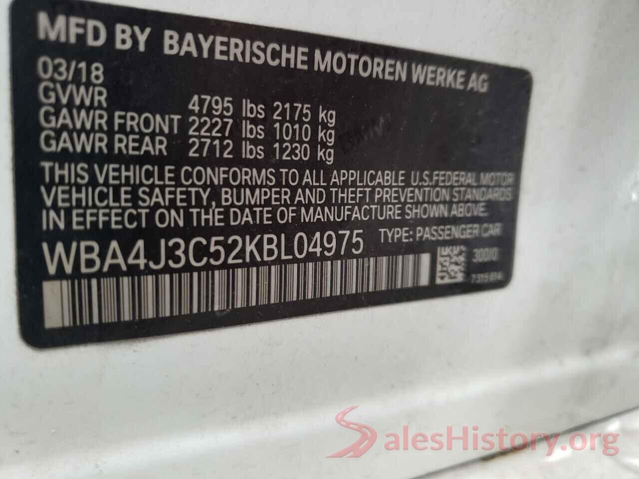 WBA4J3C52KBL04975 2019 BMW 4 SERIES