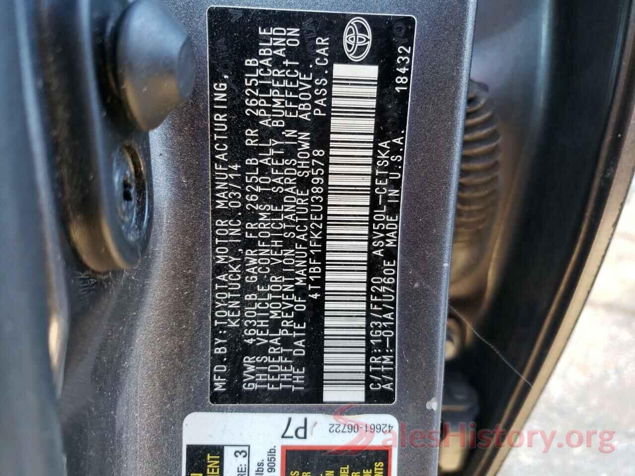 4T1BF1FK2EU389578 2014 TOYOTA CAMRY