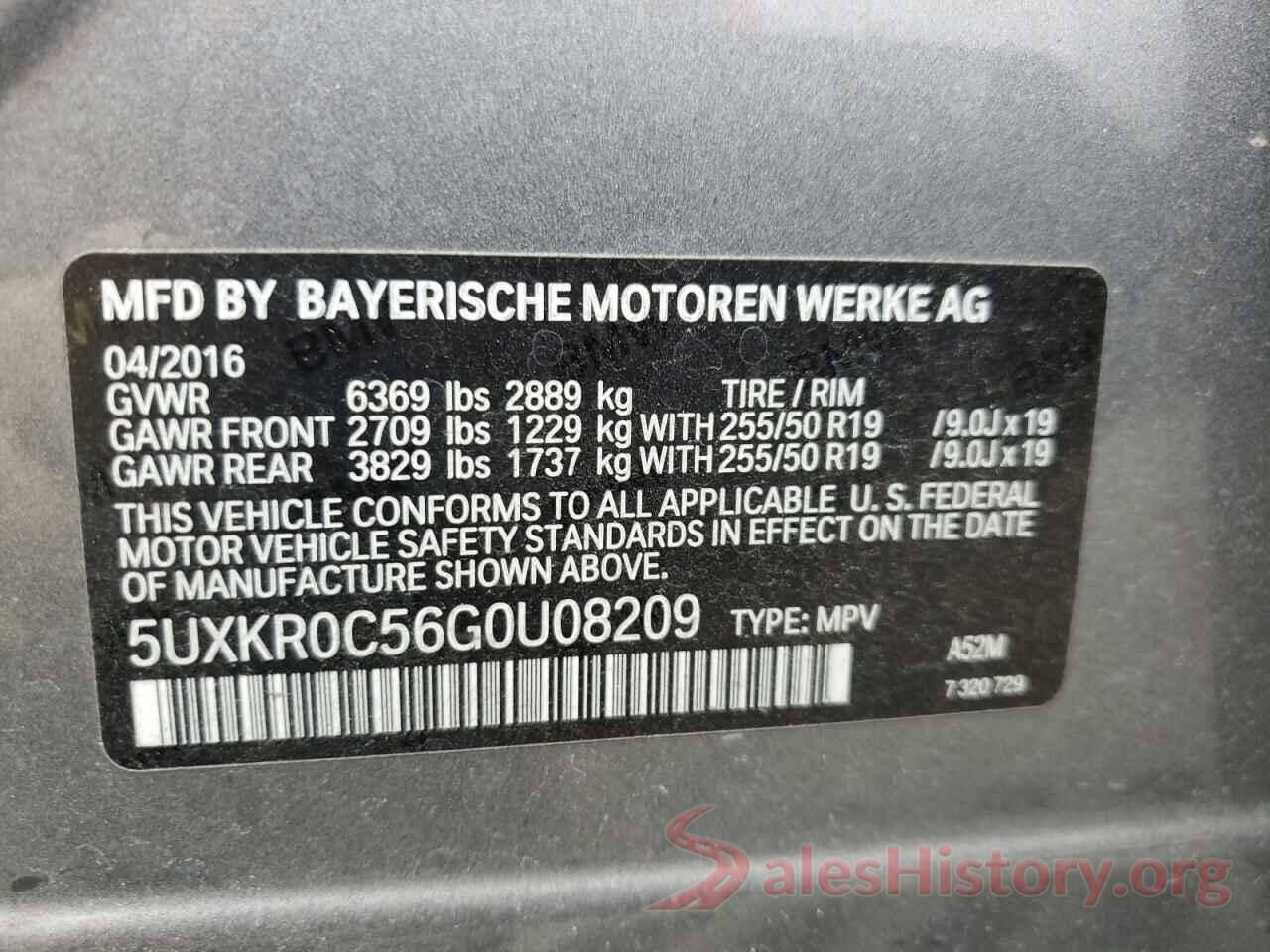 5UXKR0C56G0U08209 2016 BMW X5