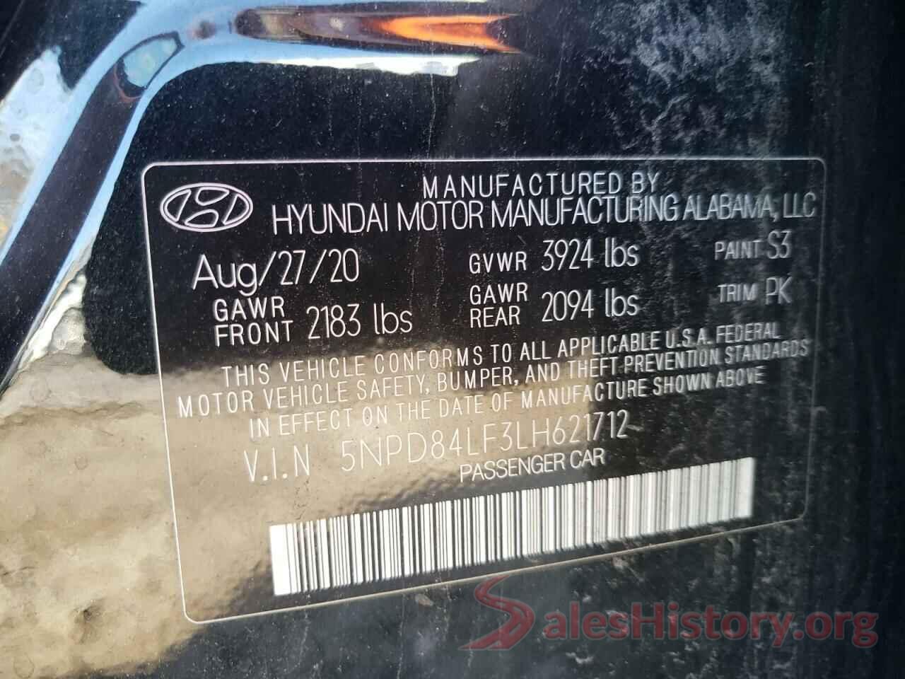 5NPD84LF3LH621712 2020 HYUNDAI ELANTRA