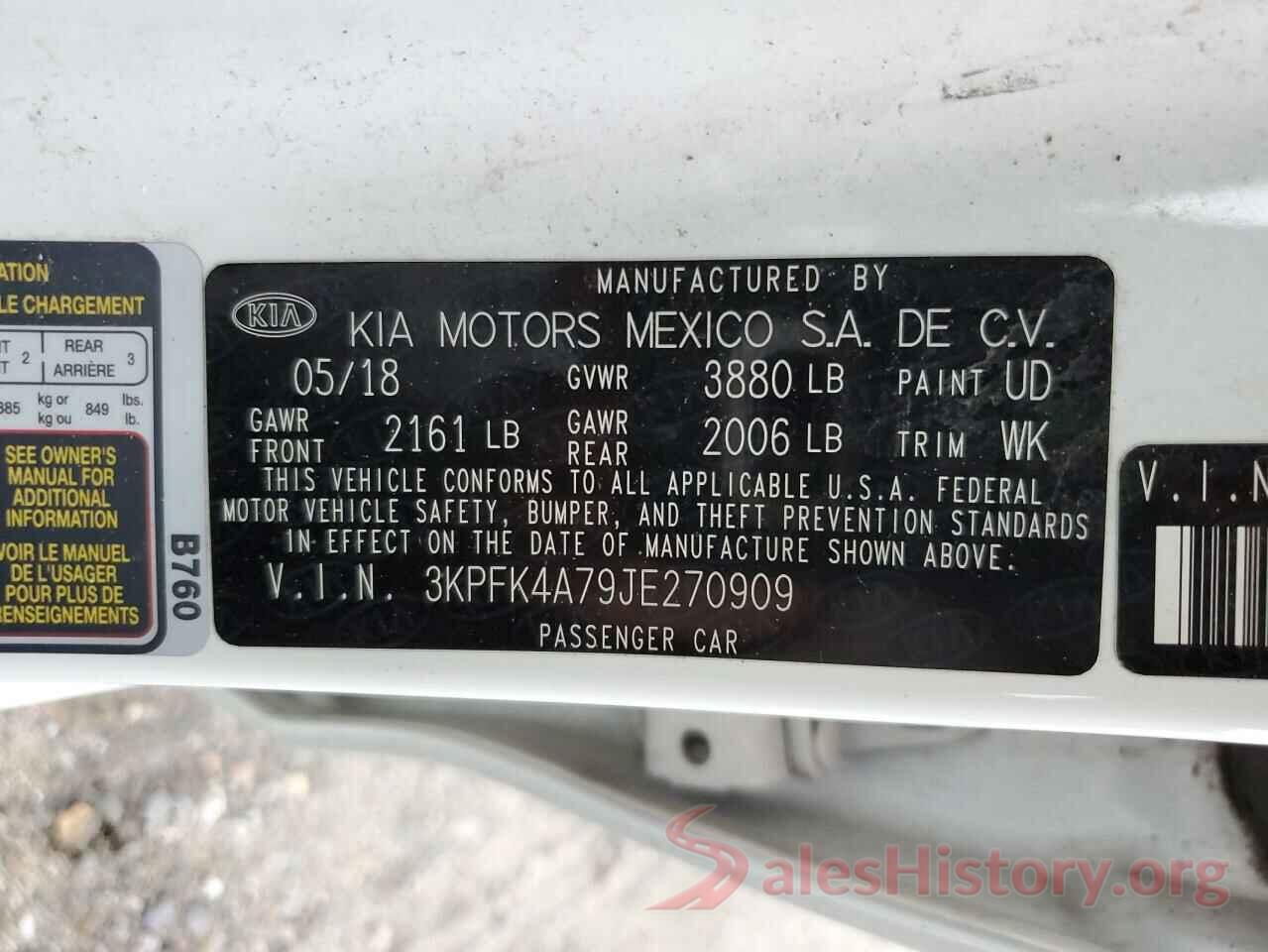 3KPFK4A79JE270909 2018 KIA FORTE