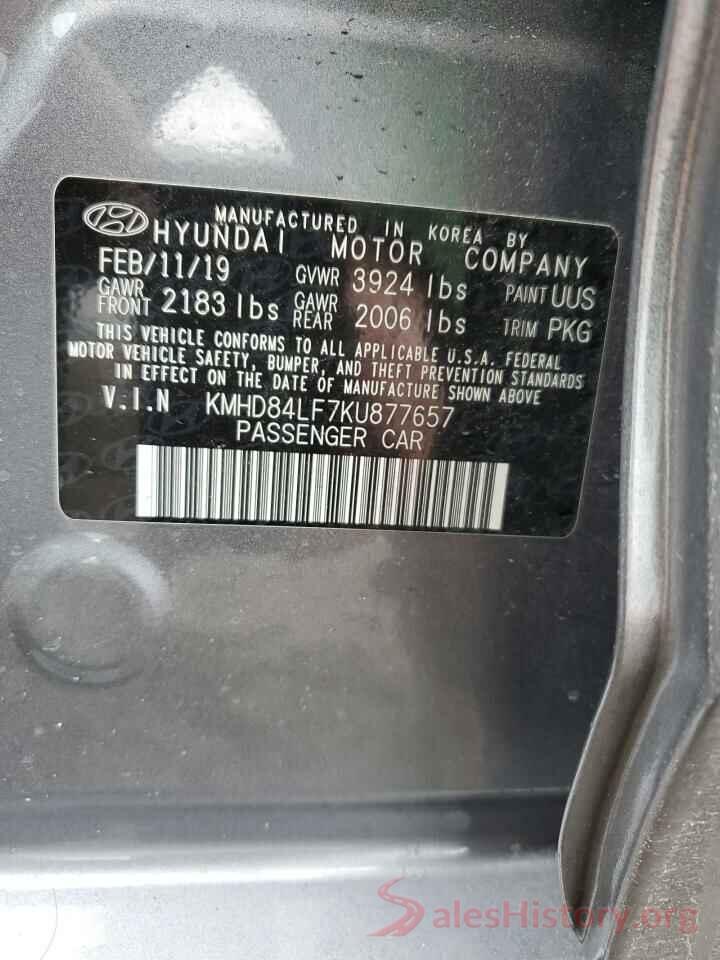 KMHD84LF7KU877657 2019 HYUNDAI ELANTRA