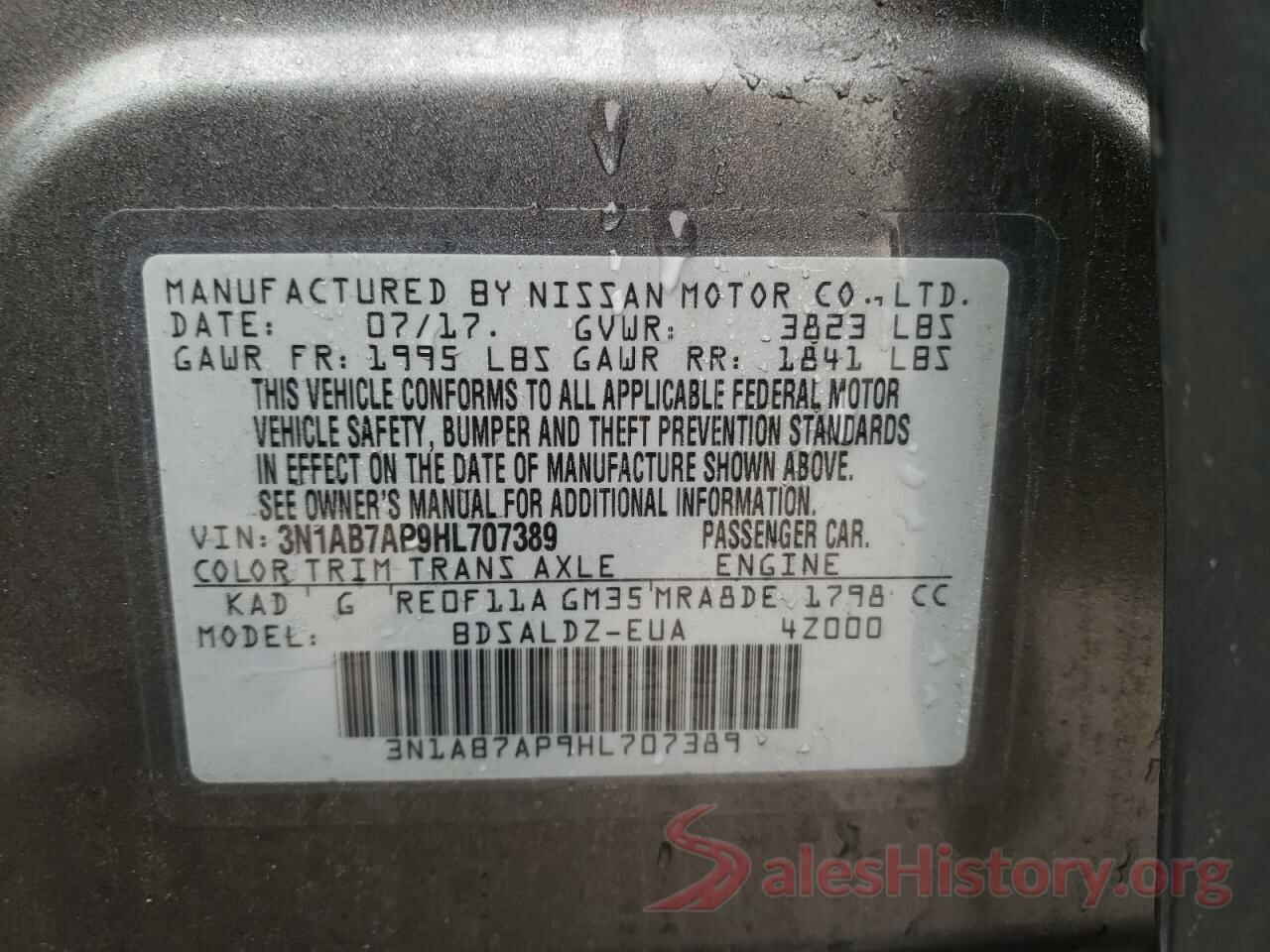 3N1AB7AP9HL707389 2017 NISSAN SENTRA