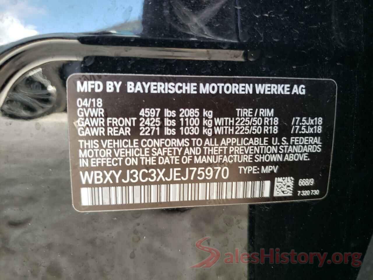 WBXYJ3C3XJEJ75970 2018 BMW X2