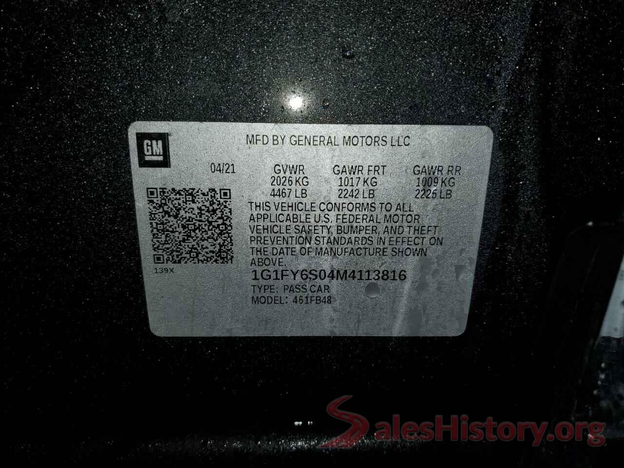 1G1FY6S04M4113816 2021 CHEVROLET BOLT