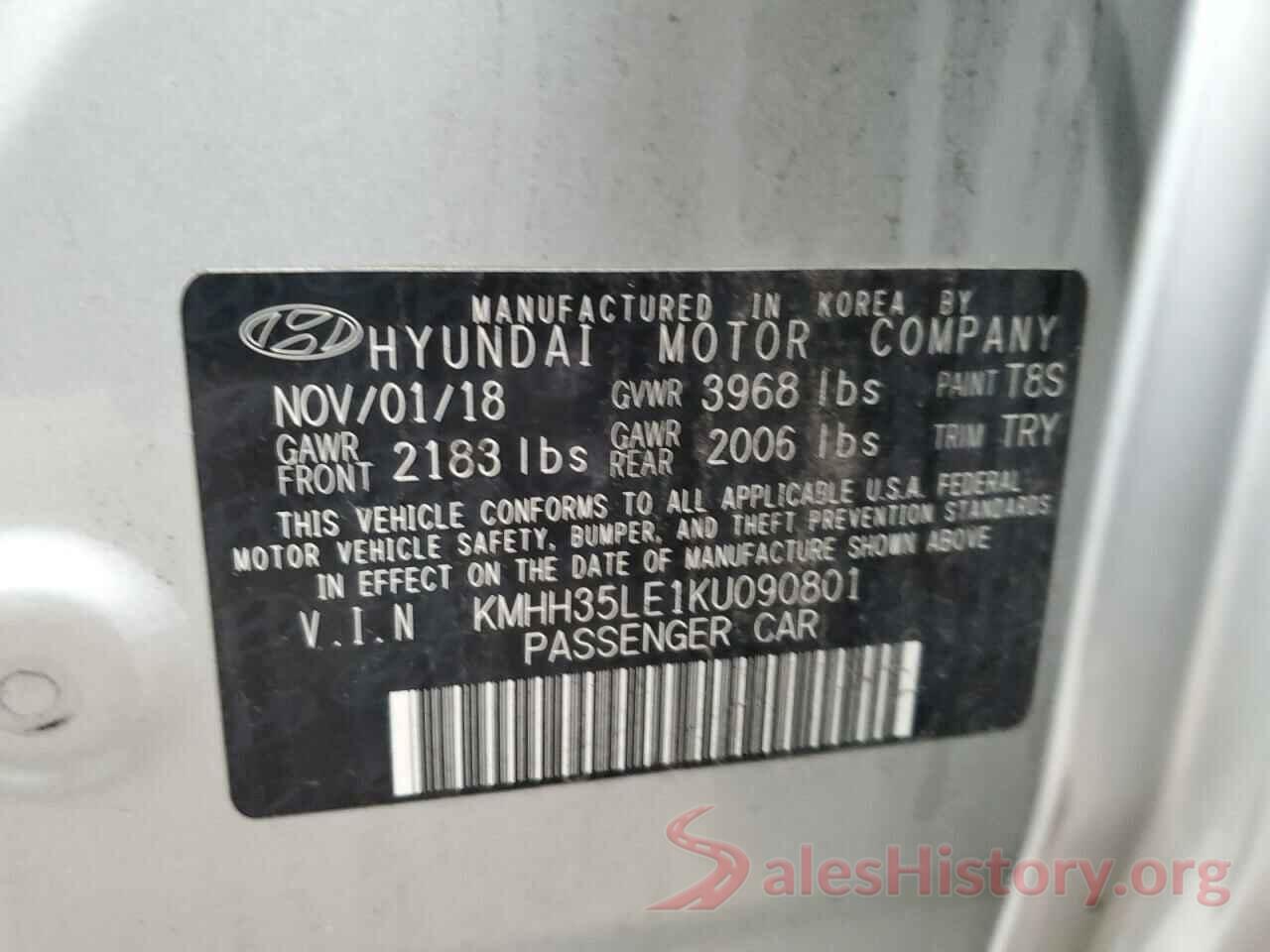 KMHH35LE1KU090801 2019 HYUNDAI ELANTRA