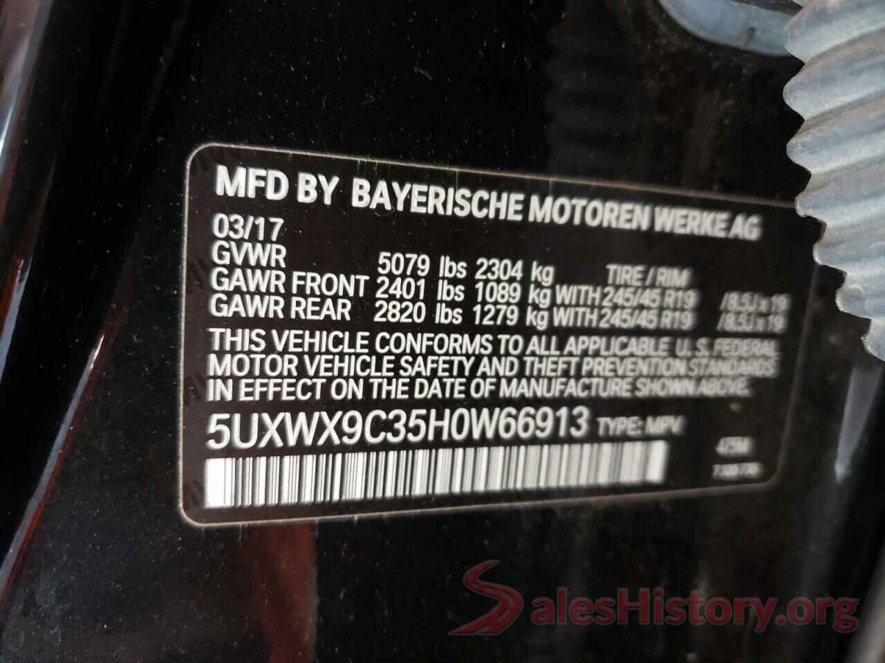 5UXWX9C35H0W66913 2017 BMW X3