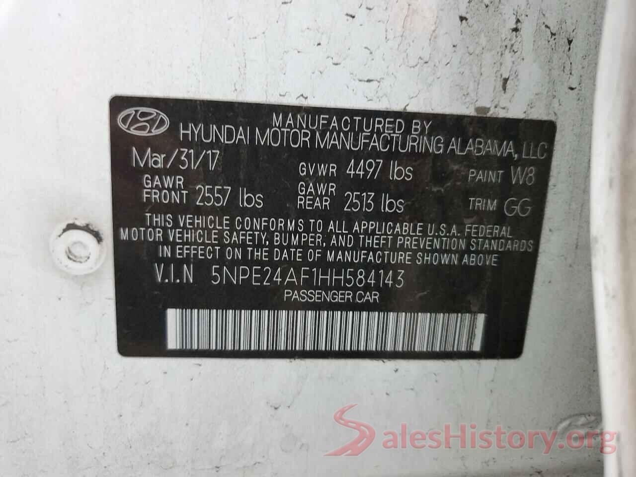 5NPE24AF1HH584143 2017 HYUNDAI SONATA