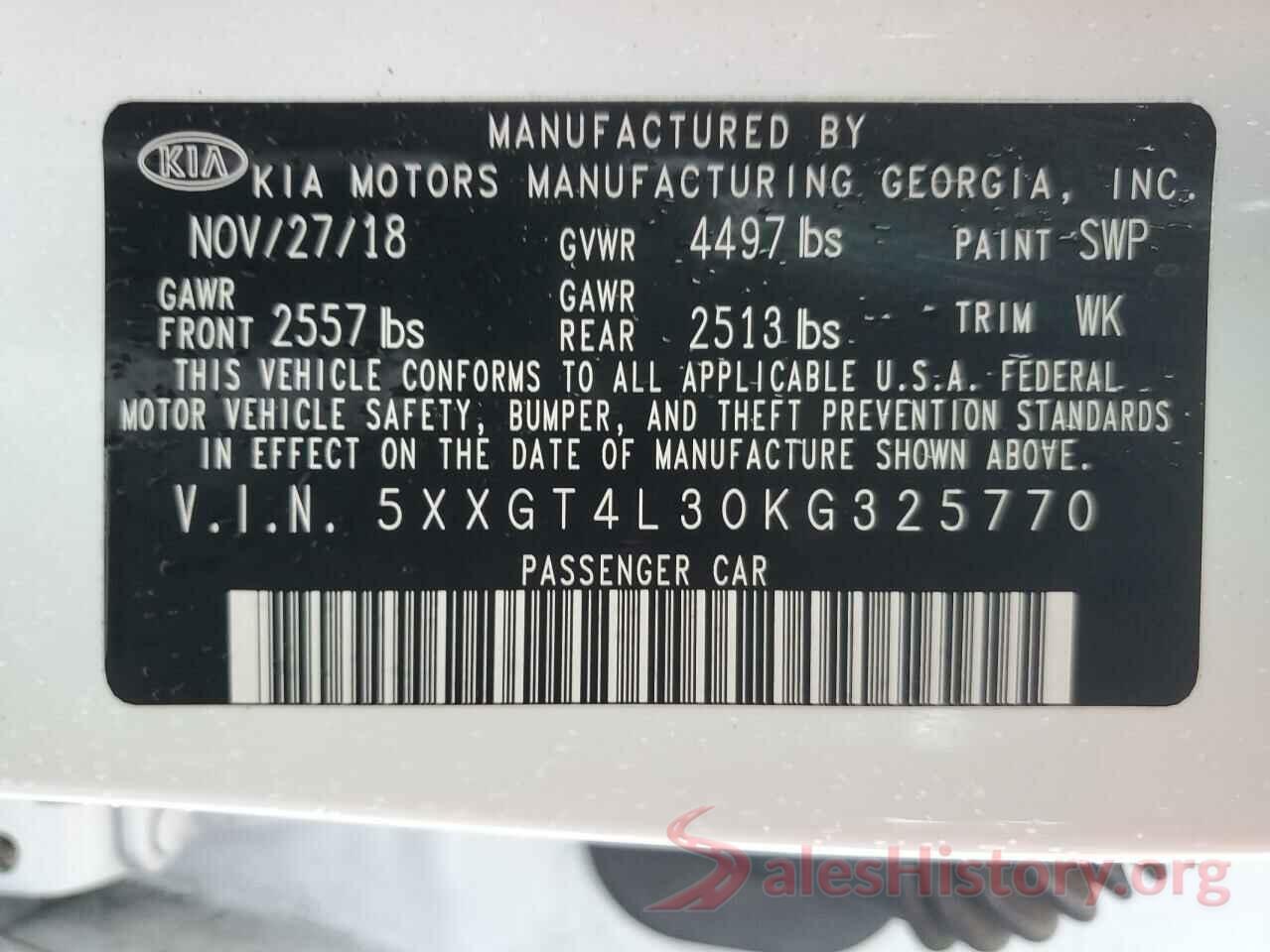 5XXGT4L30KG325770 2019 KIA OPTIMA