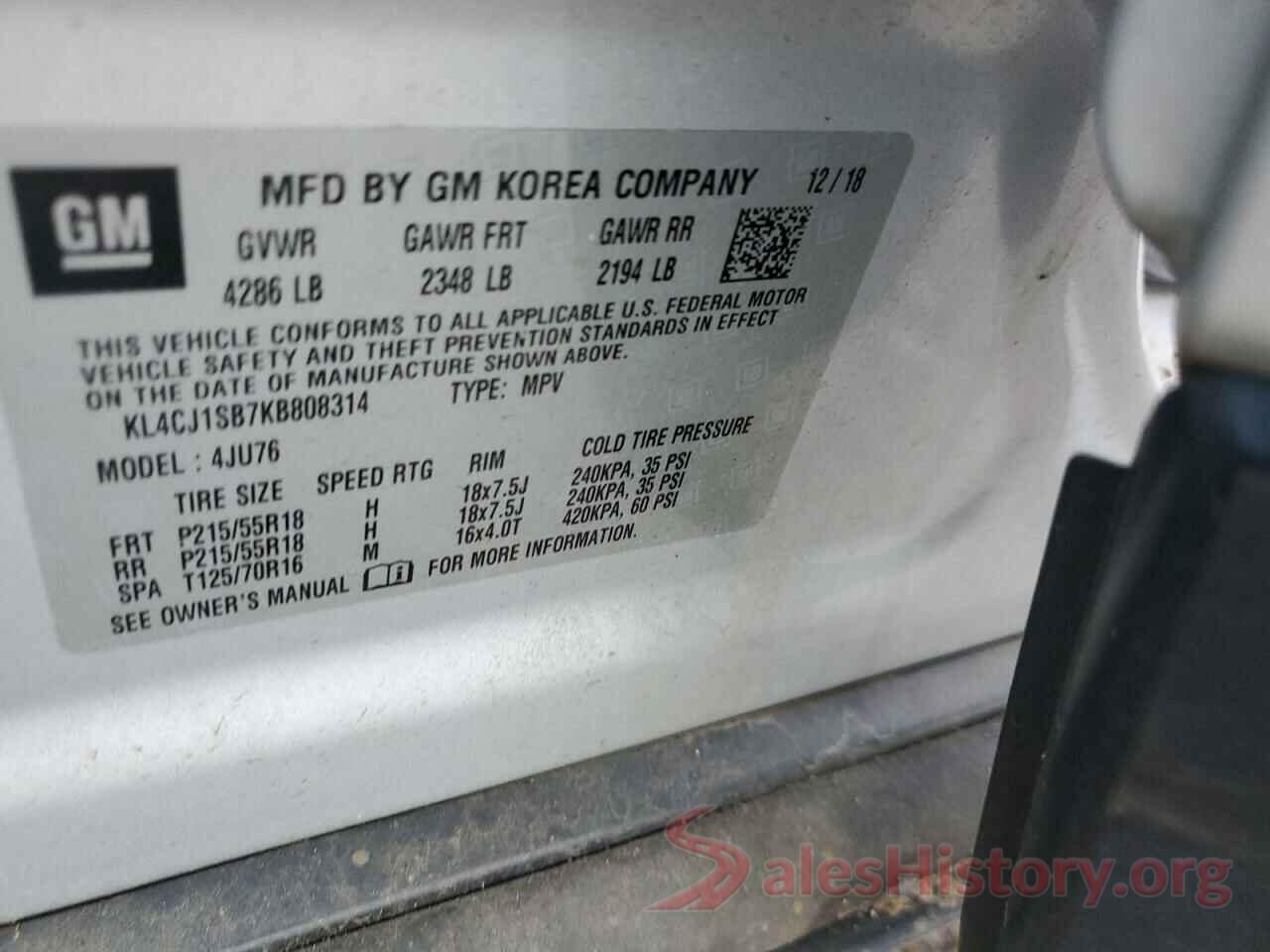 KL4CJ1SB7KB808314 2019 BUICK ENCORE