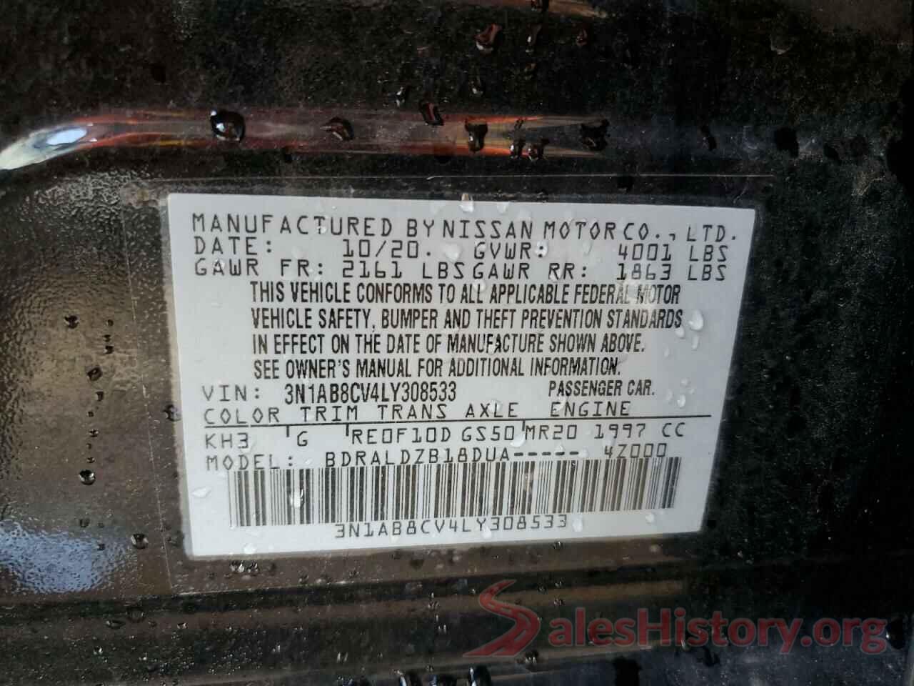 3N1AB8CV4LY308533 2020 NISSAN SENTRA