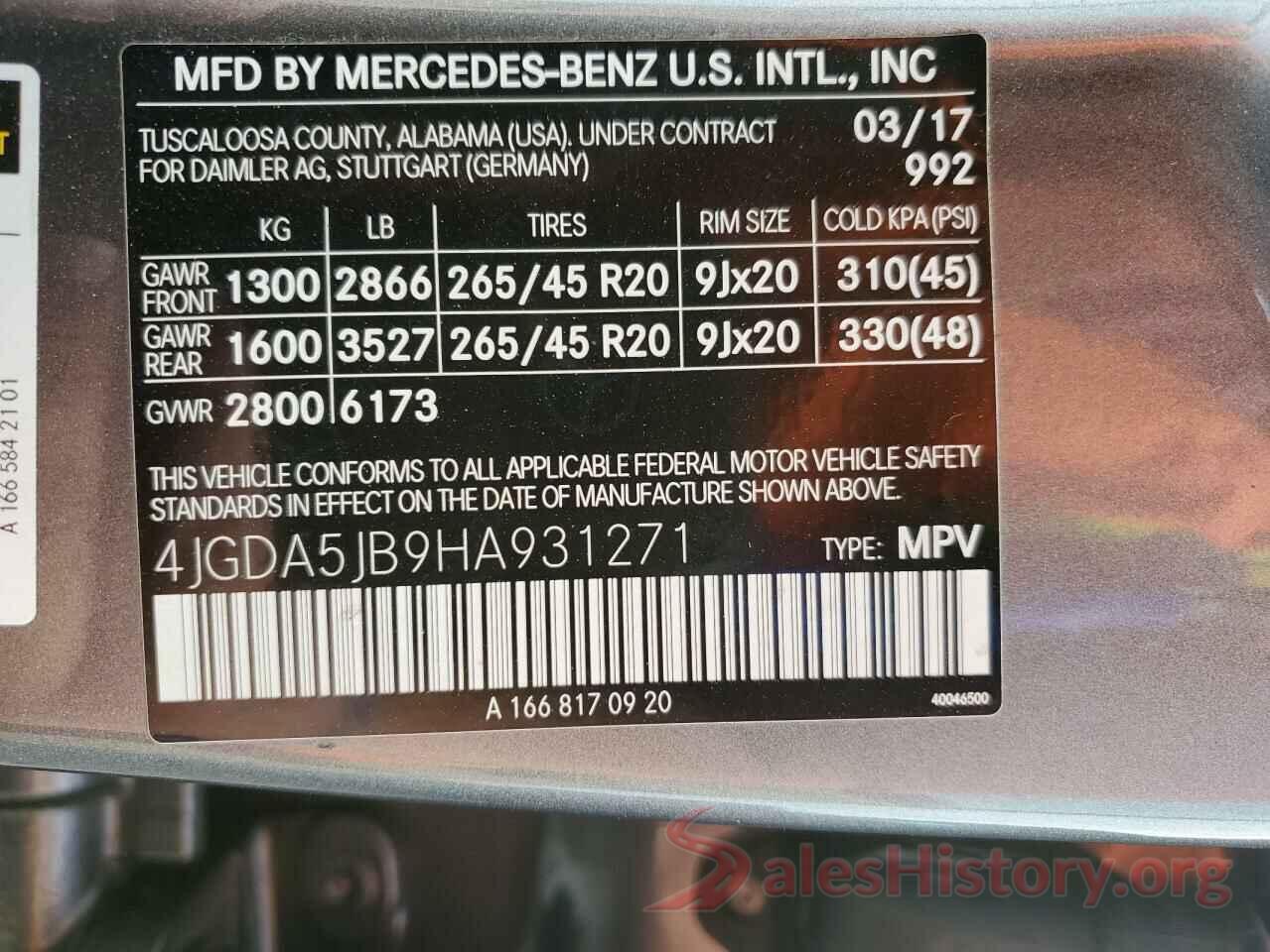 4JGDA5JB9HA931271 2017 MERCEDES-BENZ GLE-CLASS