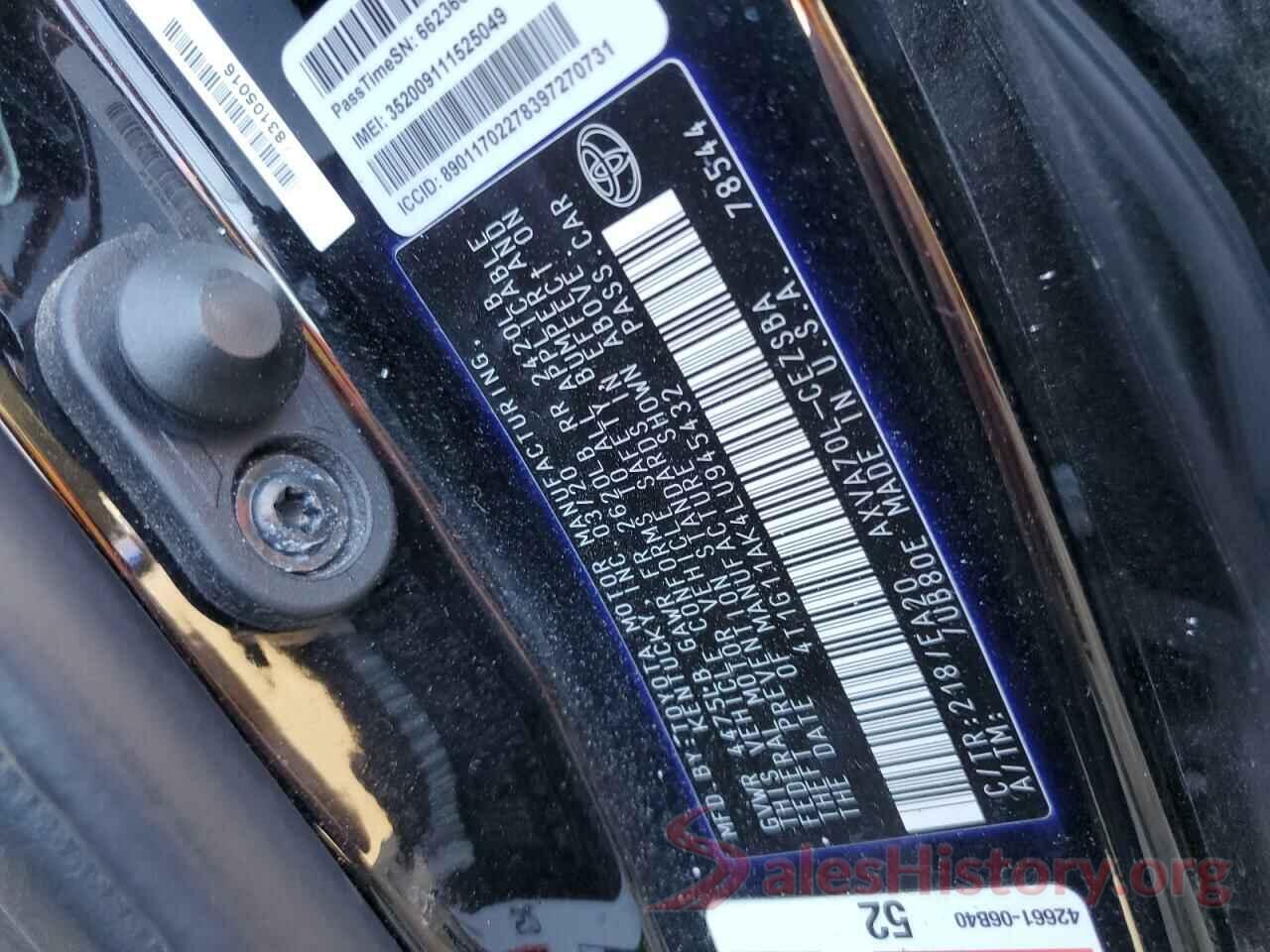 4T1G11AK4LU945432 2020 TOYOTA CAMRY