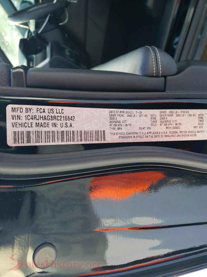 2024 JEEP GRAND CHER VIN 1C4RJHAG8RC216642, damage close-up